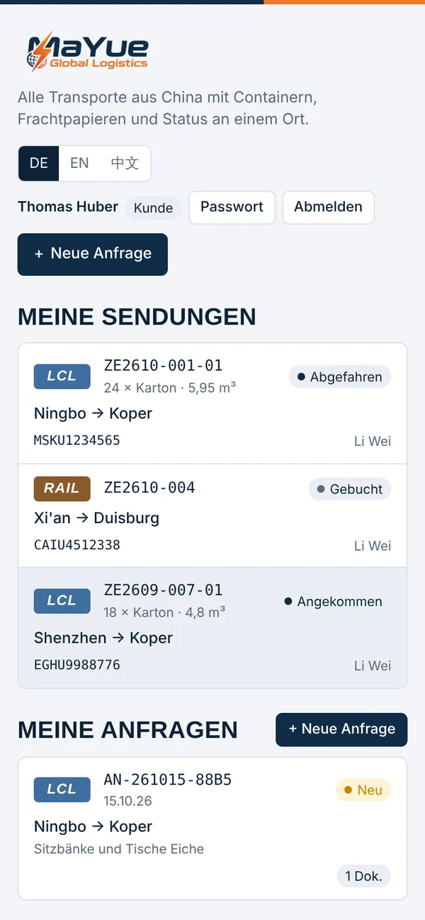 Kundenportal auf dem Smartphone